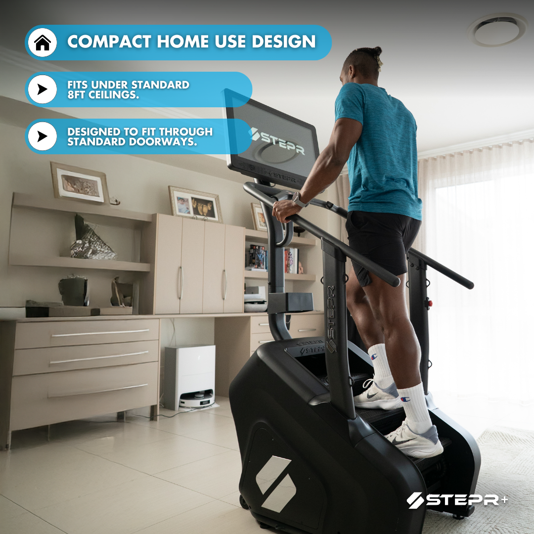 STEPR+ Stair Climber Stairmaster - COMPACT HOME USE DESIGN, FITS UNDER STANDARD 8FT CEILINGS, DESIGNED TO FIT THROUGH STANDARD DOORWAYS