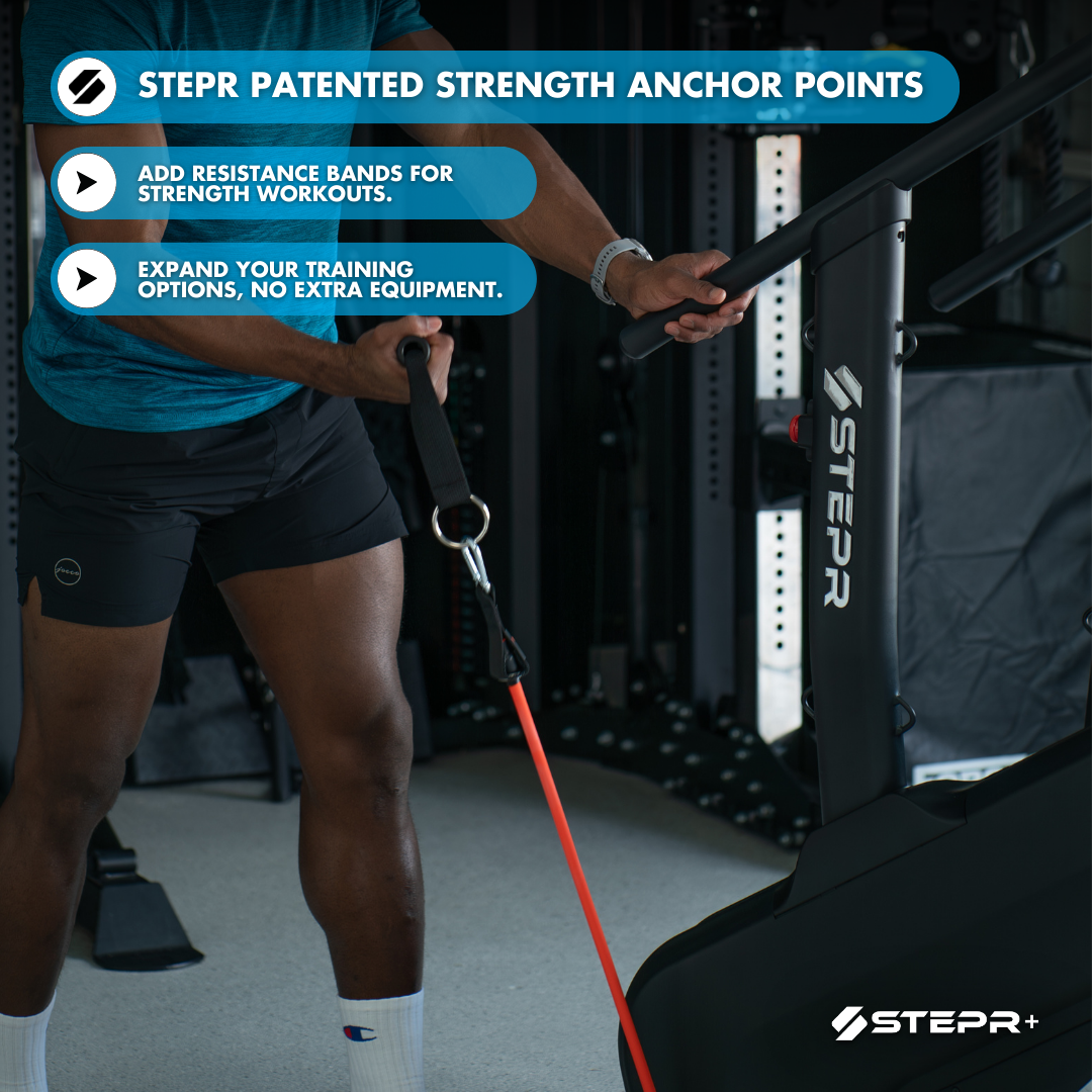 STEPR+ Stair Climber Stairmaster - Patented strength anchor points, more than just cardio, add resistance bands for strength workouts