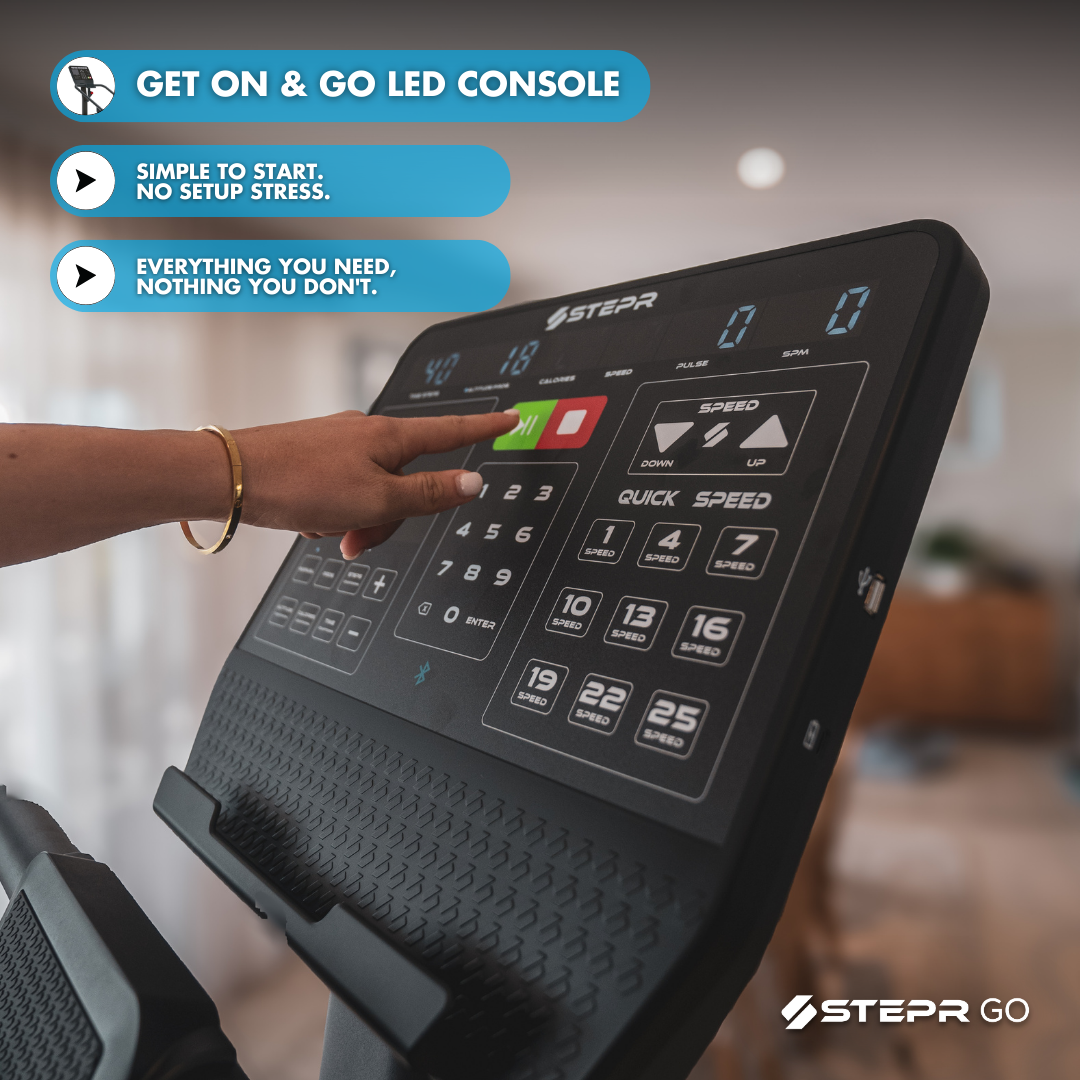 STEPR GO Stair Climber Stairmaster - Get on and go LED console, simple to start, no setup stress, everything you need, nothing you don't. 